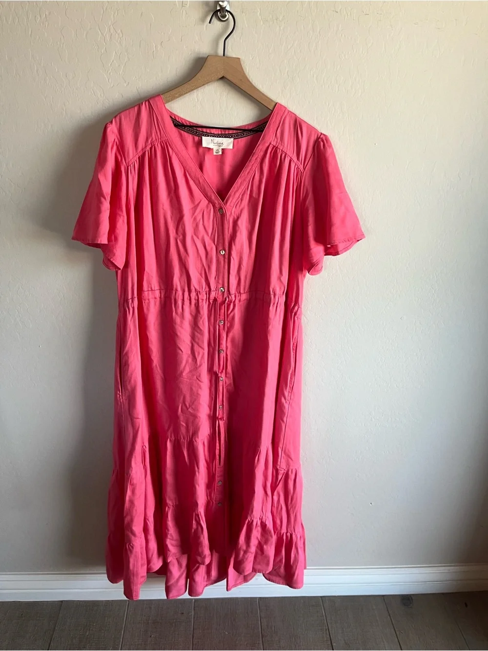 Nurture By Westbound Women’s Coral Pink Maxi Dress Size 1X Pockets Feminine Plus